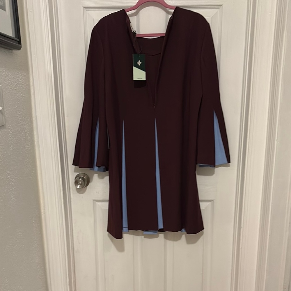 Tuckernuck Burgundy Dress with Light Blue Panels - Picture 3 of 3